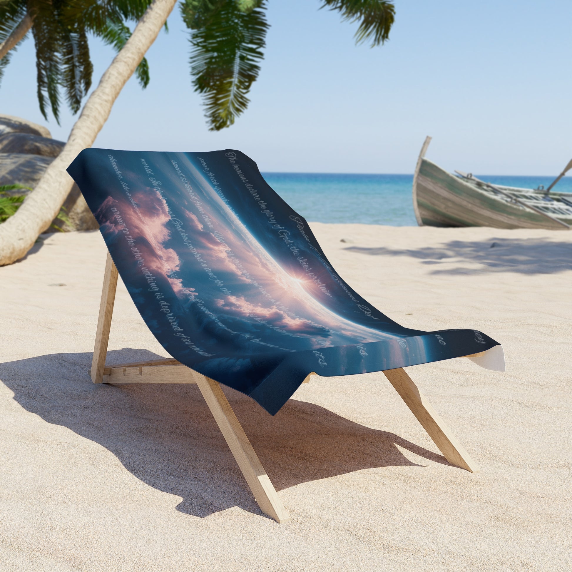 Sun, Sand, and Scripture: The Heavens Declare – Psalm 19 Beach Towel (30×60) | all4HIM Collection