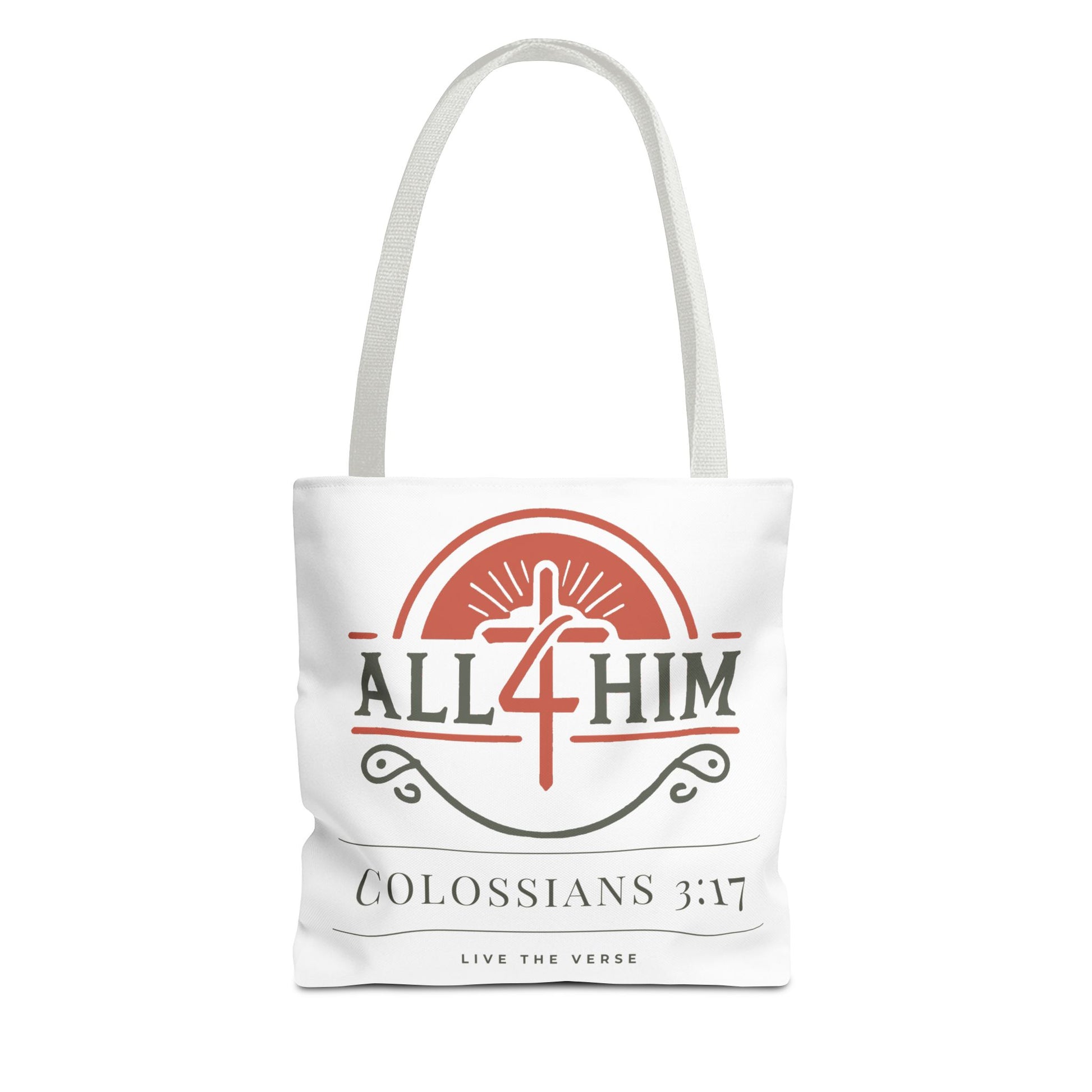 Live the Verse Tote Bag | all4HIM Logo Faith Bag | Christian Scripture-Inspired Carryall