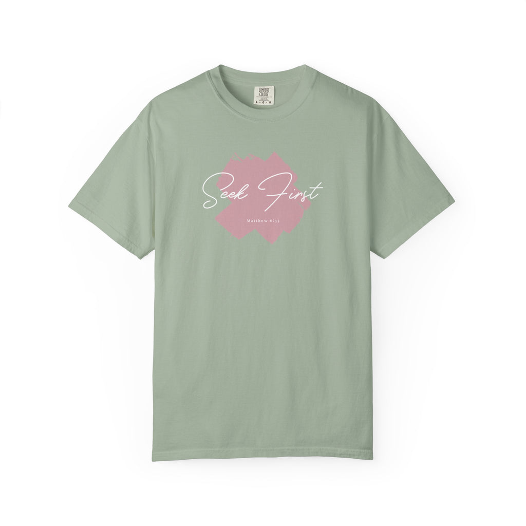 Seek First – Christian T-Shirt | Brush Script Design | Live the Verse Collection | all4HIM