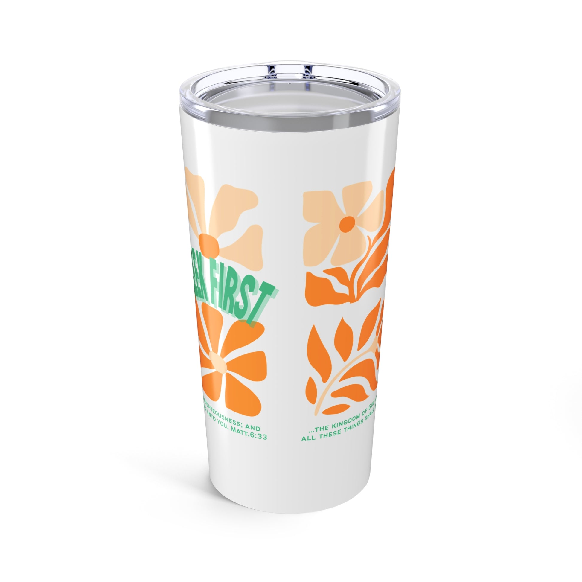 Seek First – 20oz Tumbler | Retro Floral Design | Live the Verse Collection | all4HIM