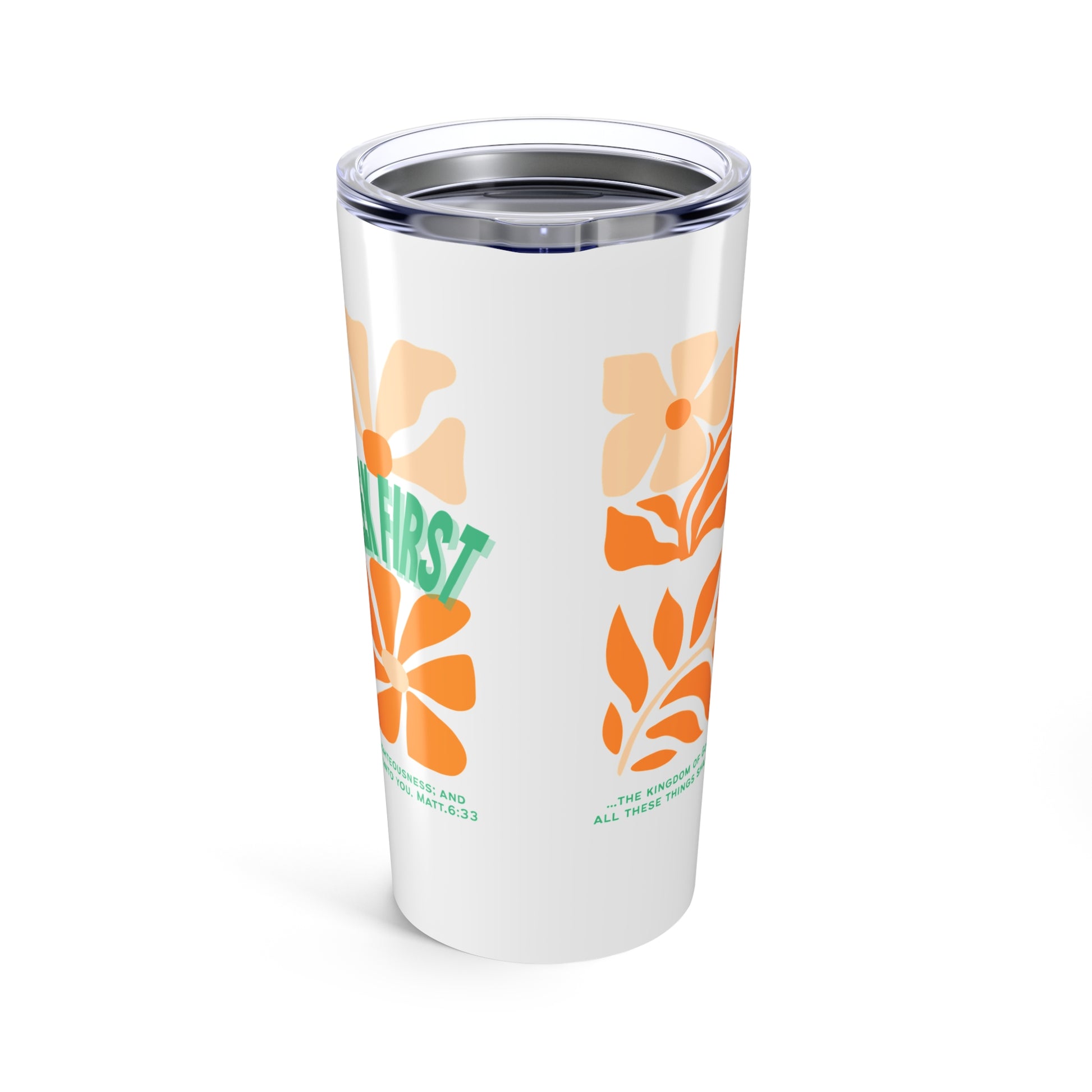 Seek First – 20oz Tumbler | Retro Floral Design | Live the Verse Collection | all4HIM