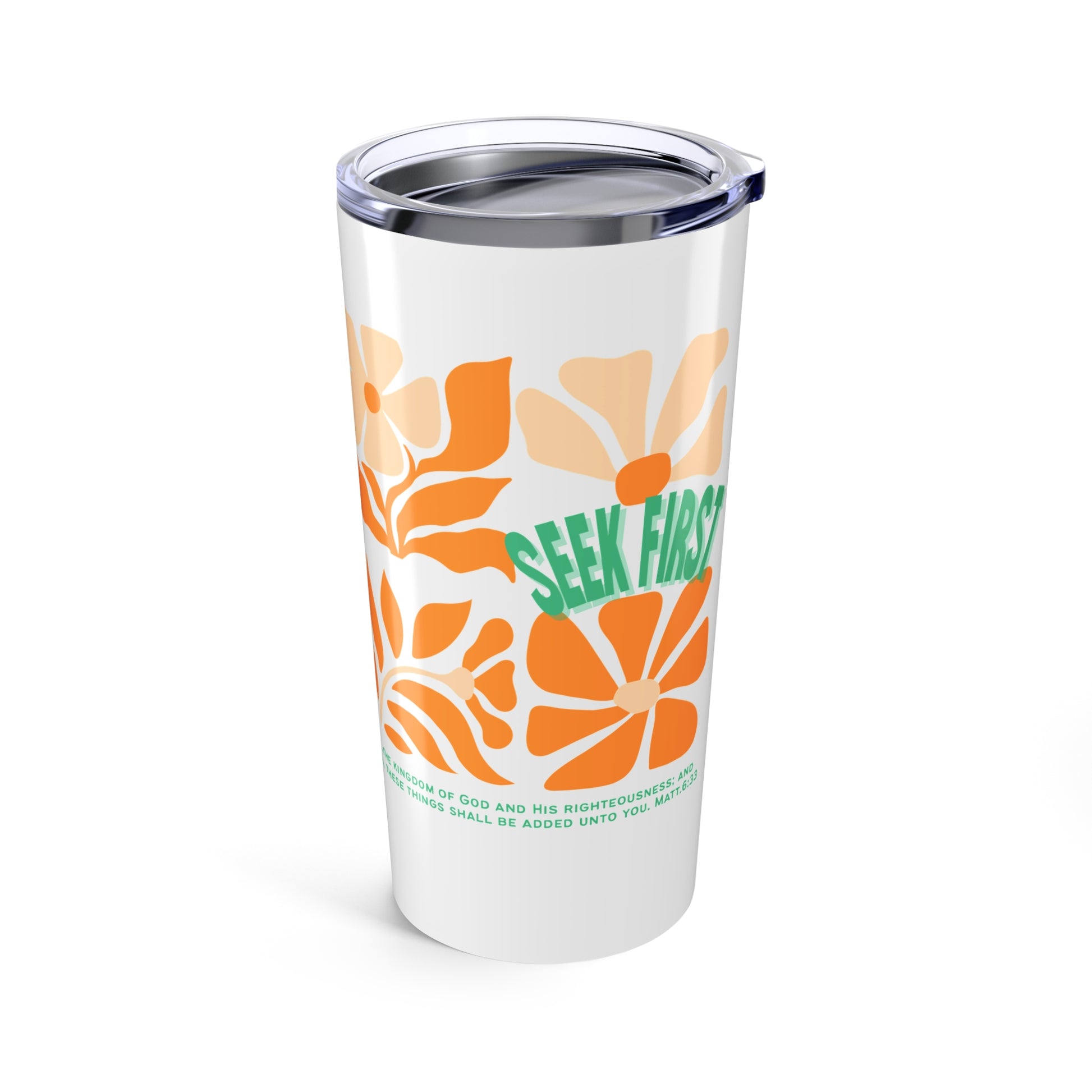 Seek First – 20oz Tumbler | Retro Floral Design | Live the Verse Collection | all4HIM
