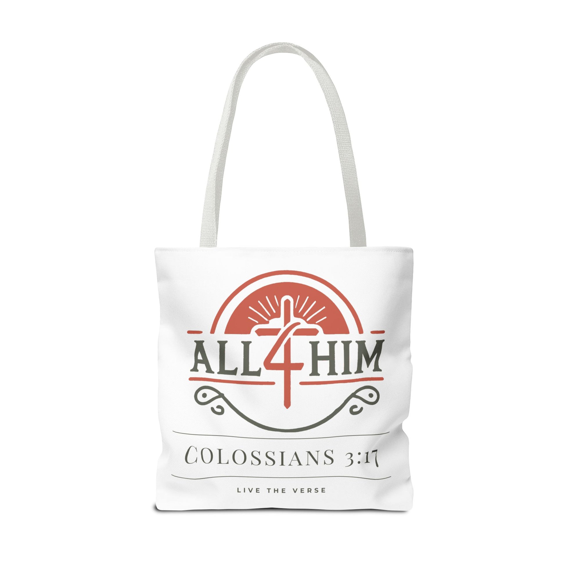 Live the Verse Tote Bag | all4HIM Logo Faith Bag | Christian Scripture-Inspired Carryall