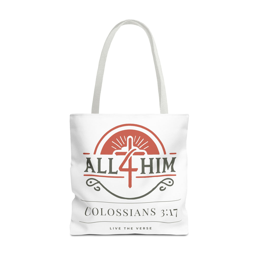 Live the Verse Tote Bag | all4HIM Logo Faith Bag | Christian Scripture-Inspired Carryall