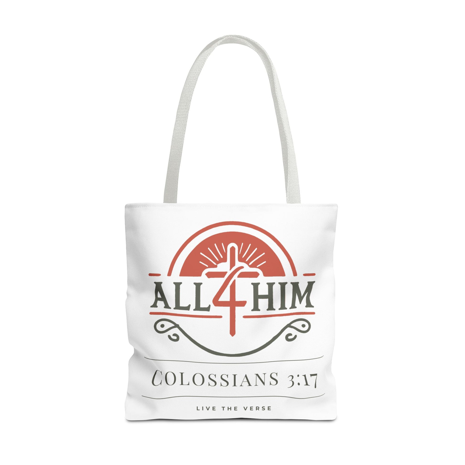 Live the Verse Tote Bag | all4HIM Logo Faith Bag | Christian Scripture-Inspired Carryall