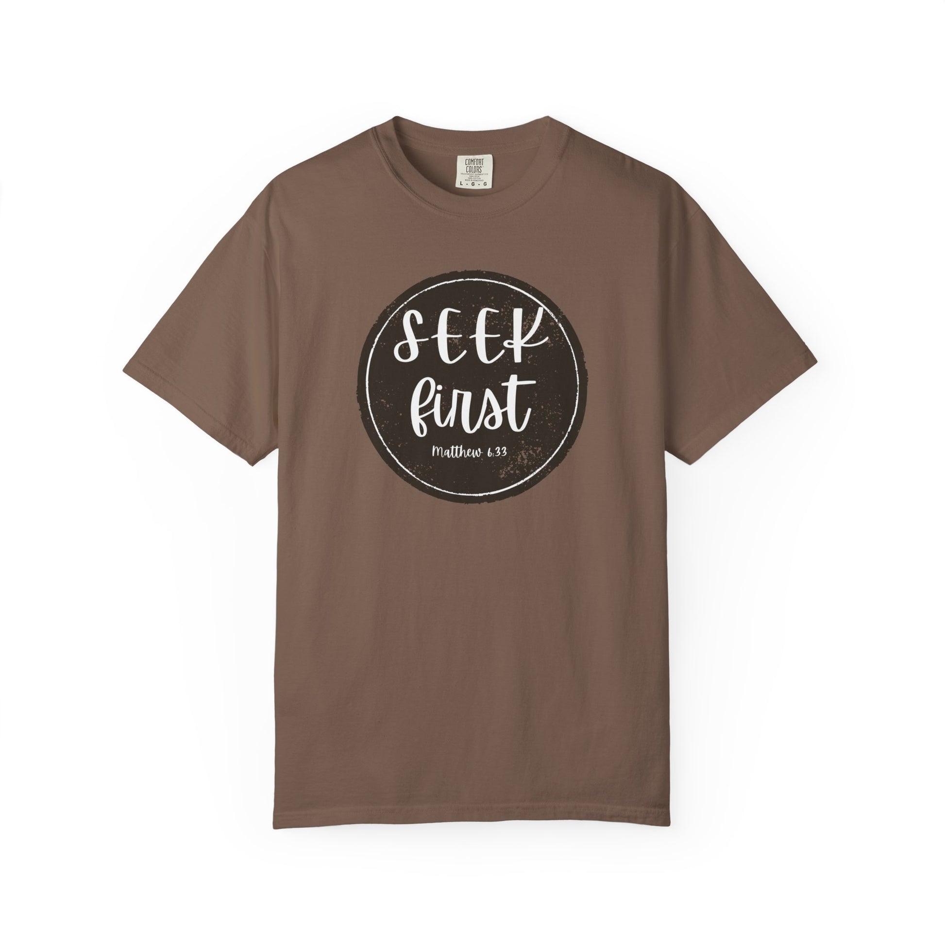 Seek First – Christian T-Shirt | Circle Seal Design | Live the Verse Collection | all4HIM