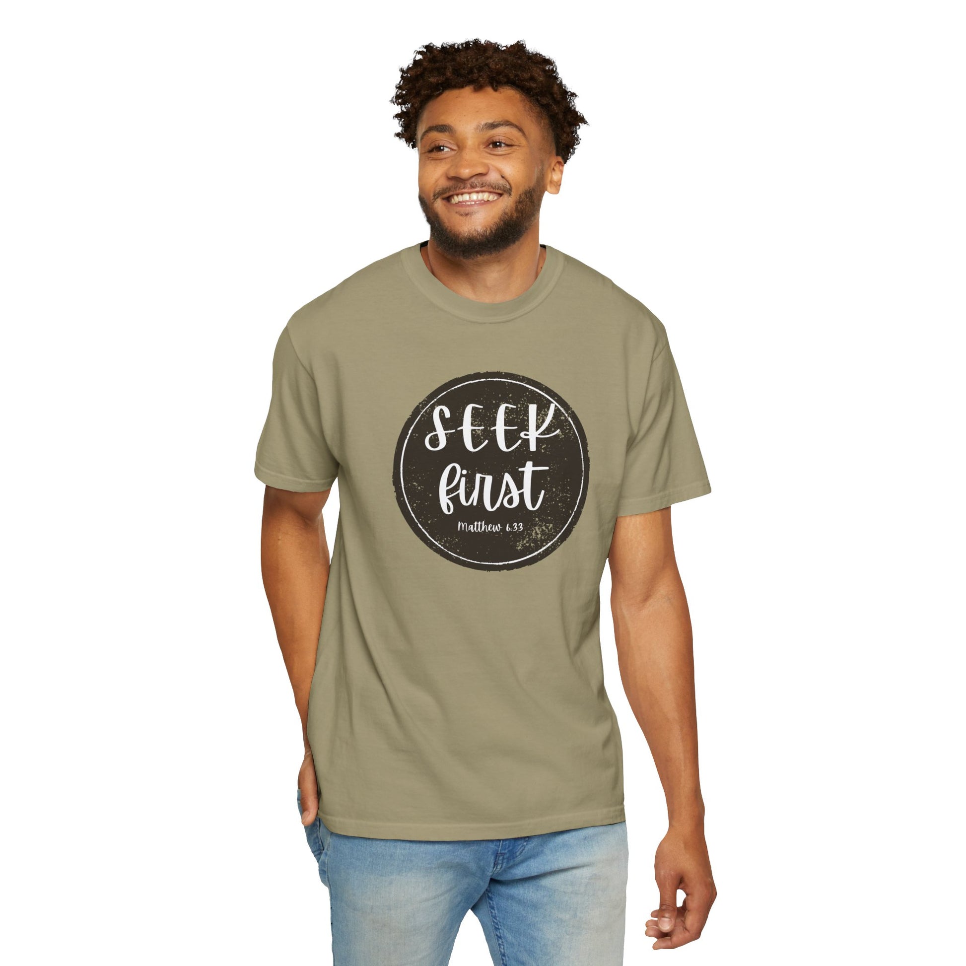 Seek First – Christian T-Shirt | Circle Seal Design | Live the Verse Collection | all4HIM