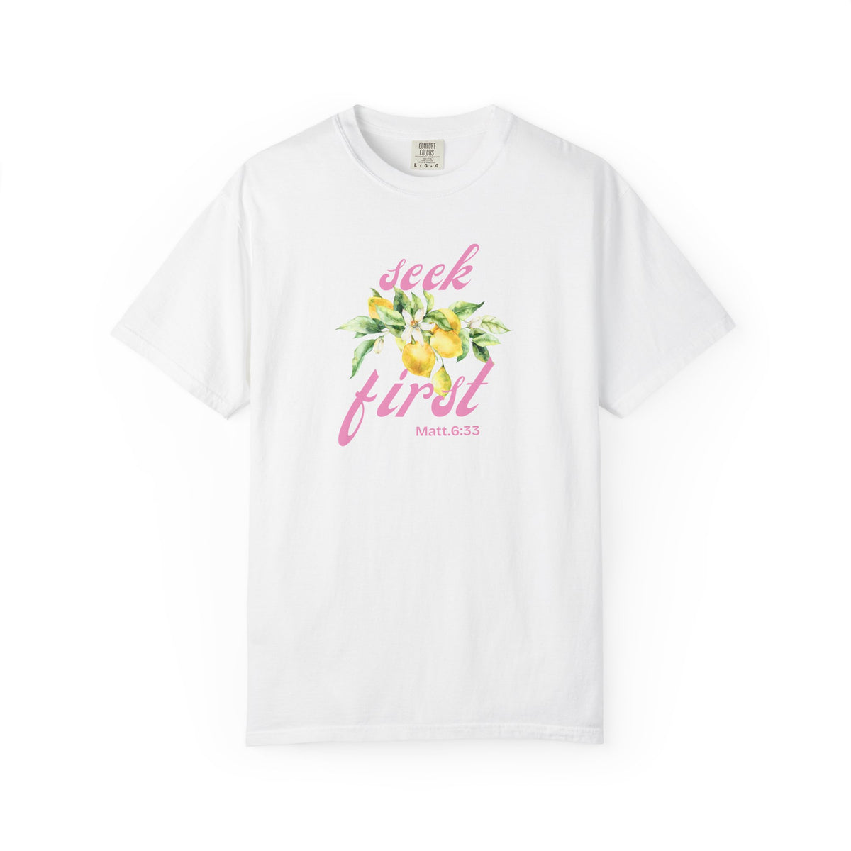 Seek First – Christian T-Shirt | Lemon Floral Design | Live the Verse Collection | all4HIM