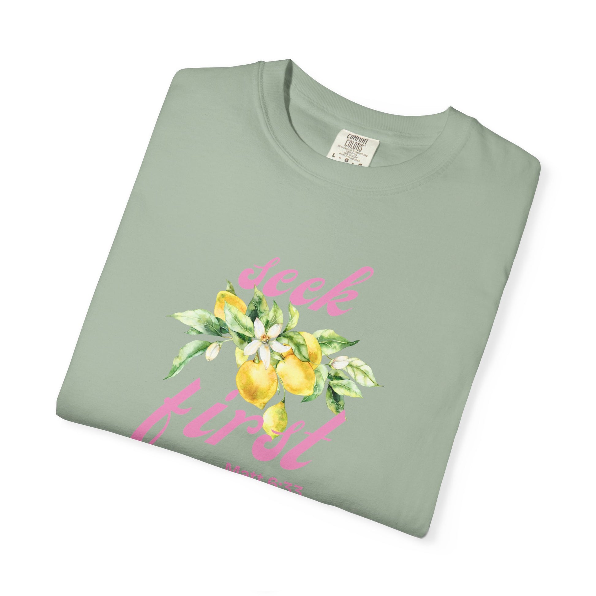 Seek First – Christian T-Shirt | Lemon Floral Design | Live the Verse Collection | all4HIM
