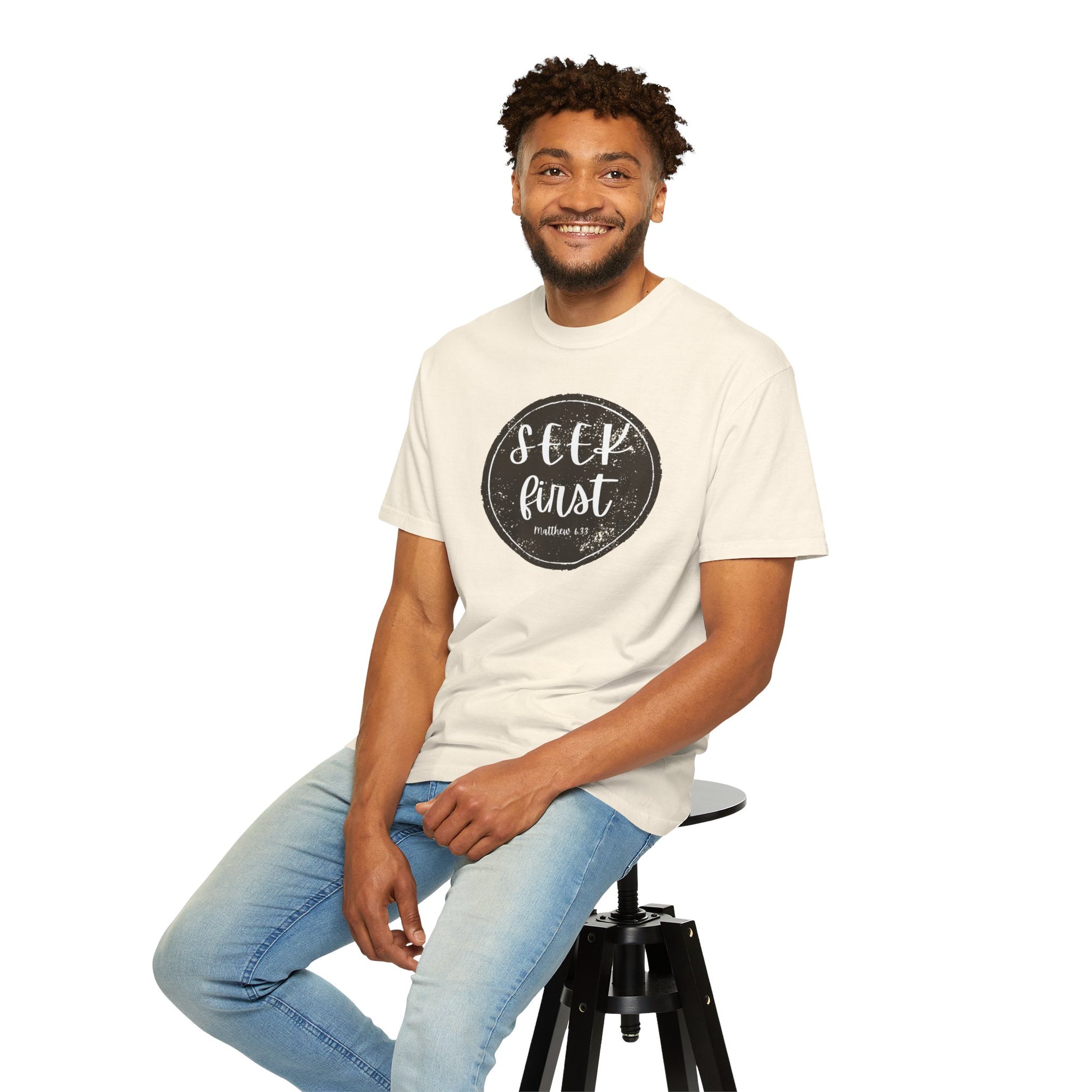 Seek First – Christian T-Shirt | Circle Seal Design | Live the Verse Collection | all4HIM