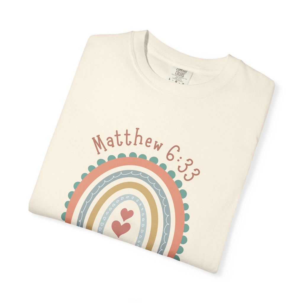 Seek First – Christian T-Shirt | Boho Rainbow Design | Live the Verse Collection | all4HIM