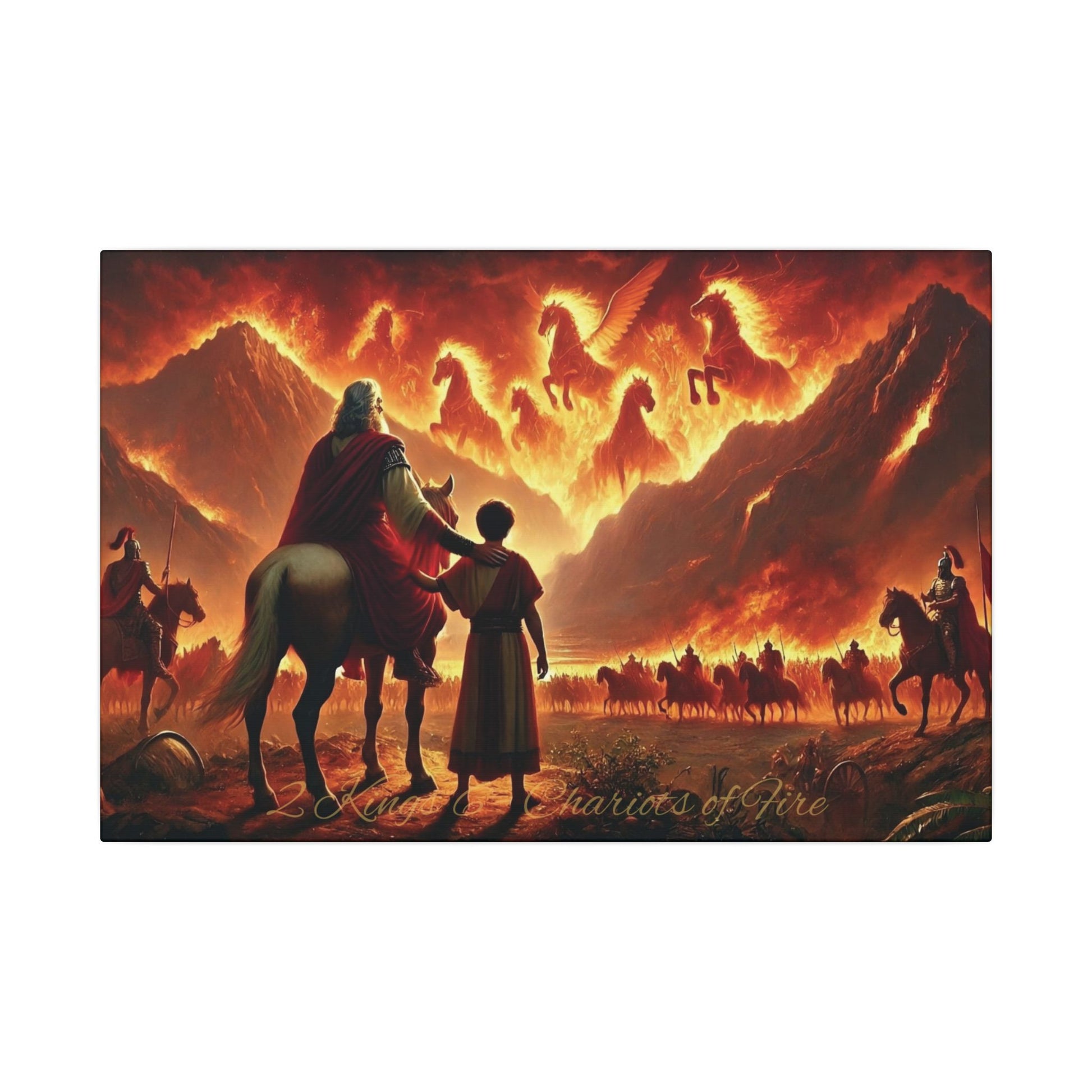 Sacred Scriptures: Chariots of Fire – 2 Kings 6 Scripture-Inspired Canvas | all4HIM Collection (18x12in and 30x20in))