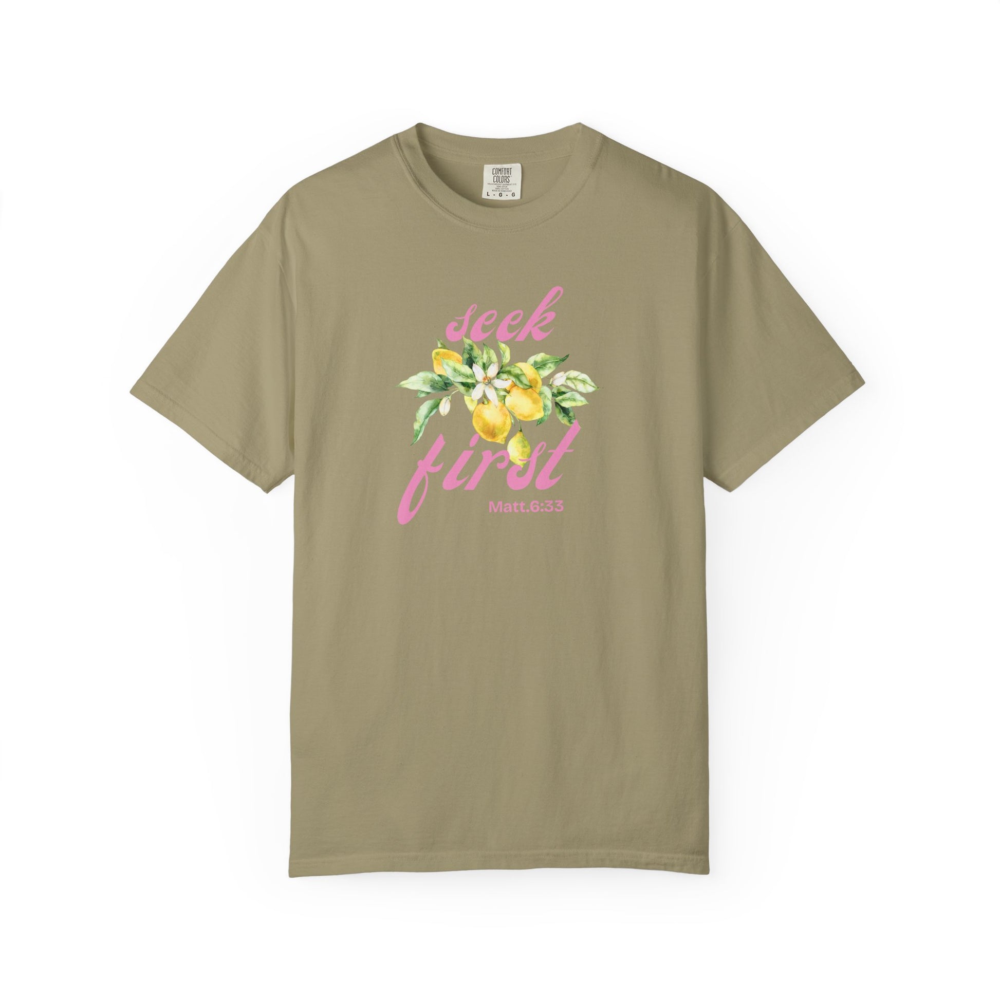 Seek First – Christian T-Shirt | Lemon Floral Design | Live the Verse Collection | all4HIM