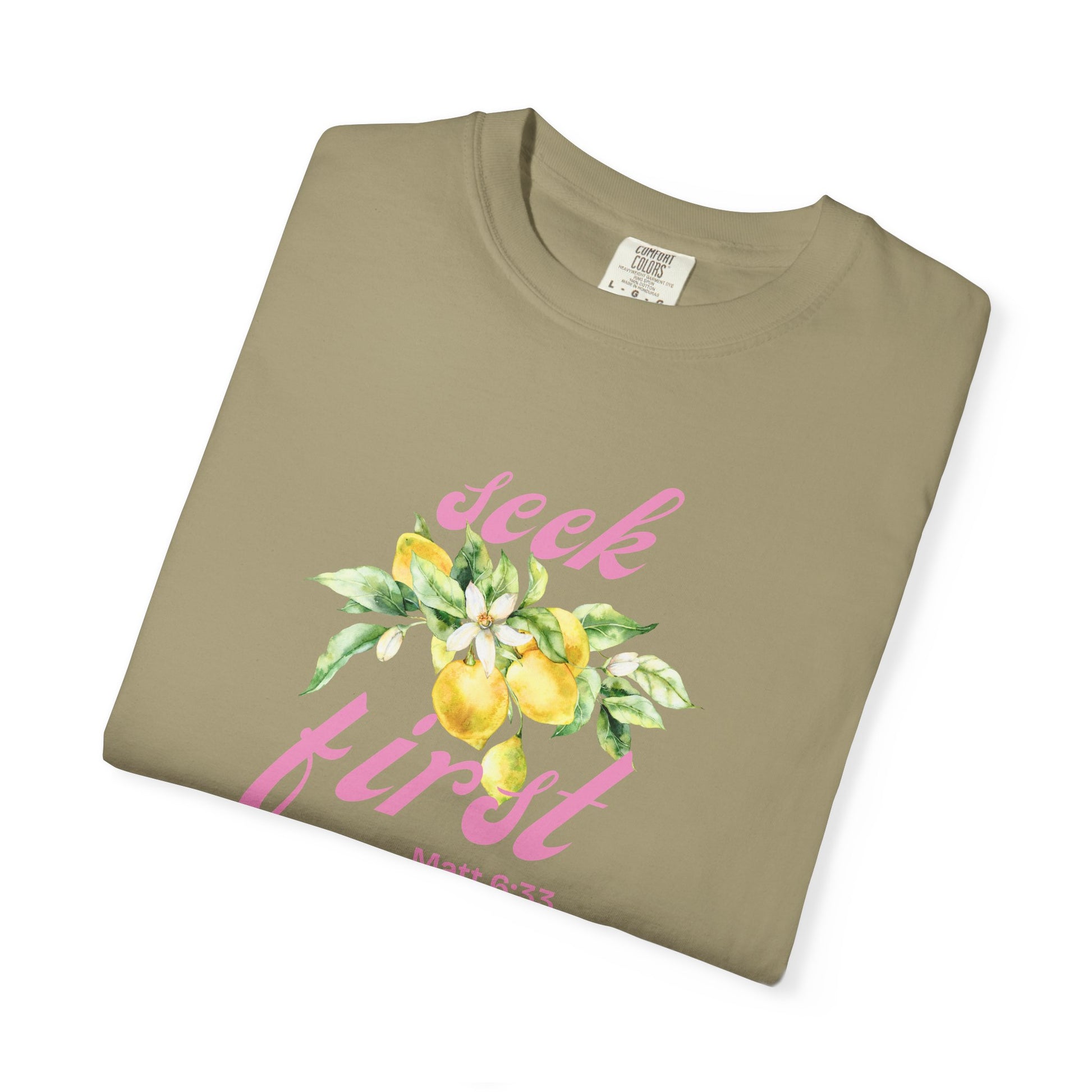 Seek First – Christian T-Shirt | Lemon Floral Design | Live the Verse Collection | all4HIM