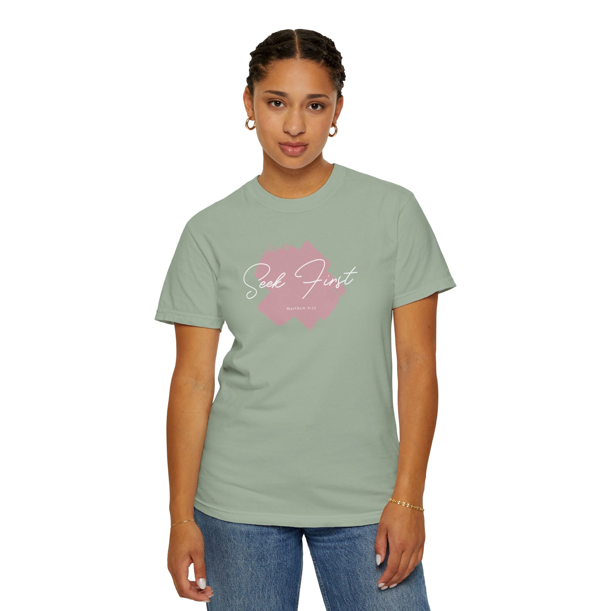 Seek First – Christian T-Shirt | Brush Script Design | Live the Verse Collection | all4HIM