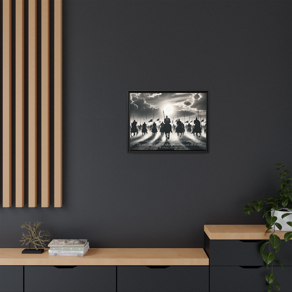 Sacred Scriptures: Proverbs 21 - Victory Rests with the Lord- Black Framed Canvas | all4HIM collection