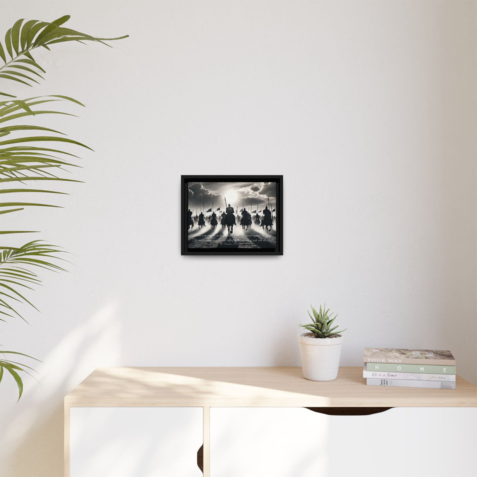 Sacred Scriptures: Proverbs 21 - Victory Rests with the Lord- Black Framed Canvas | all4HIM collection
