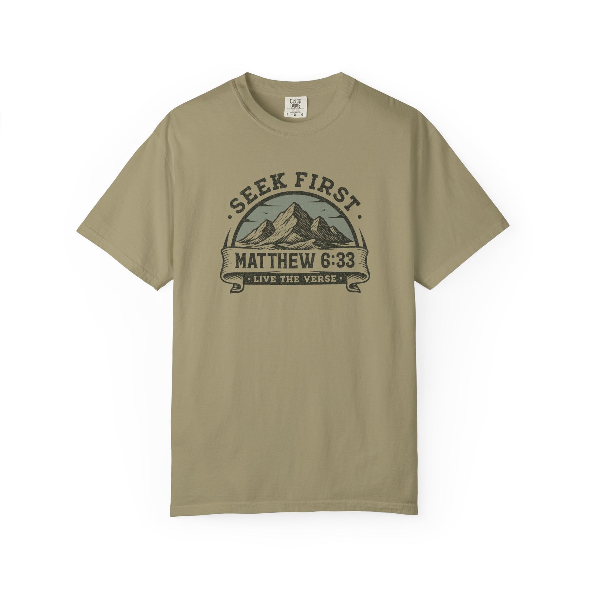 Seek First – Christian T-Shirt | Mountain Design | Live the Verse Collection | all4HIM