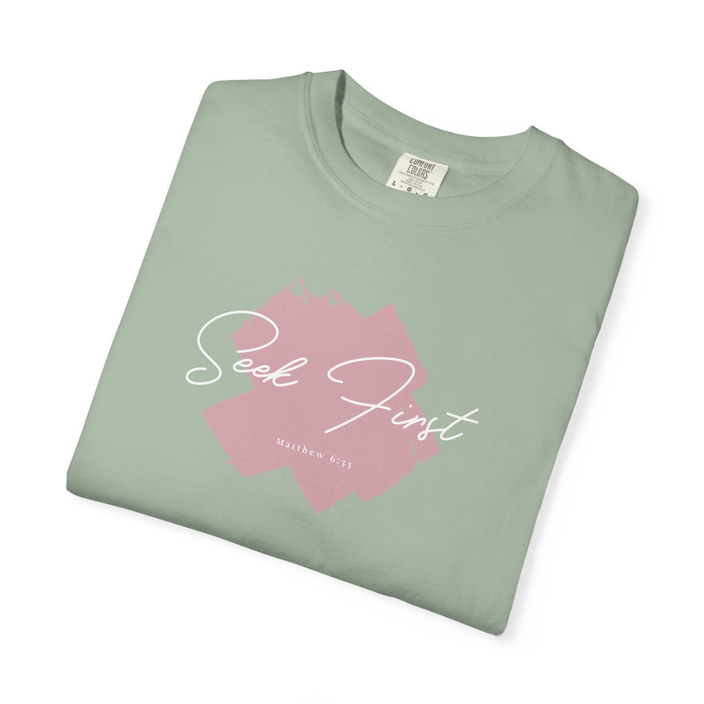 Seek First – Christian T-Shirt | Brush Script Design | Live the Verse Collection | all4HIM