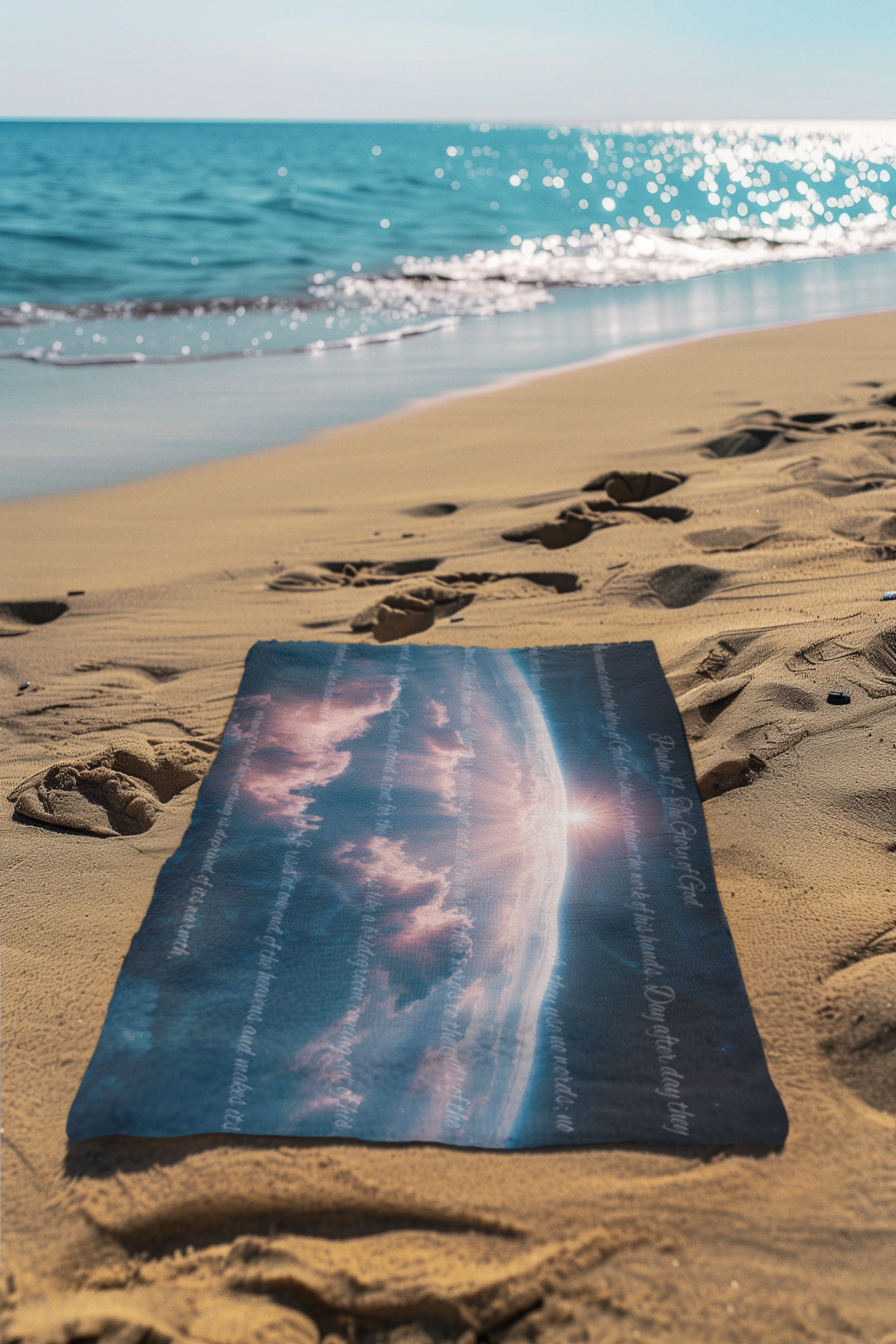 Sun, Sand, and Scripture: The Heavens Declare – Psalm 19 Beach Towel (30×60) | all4HIM Collection