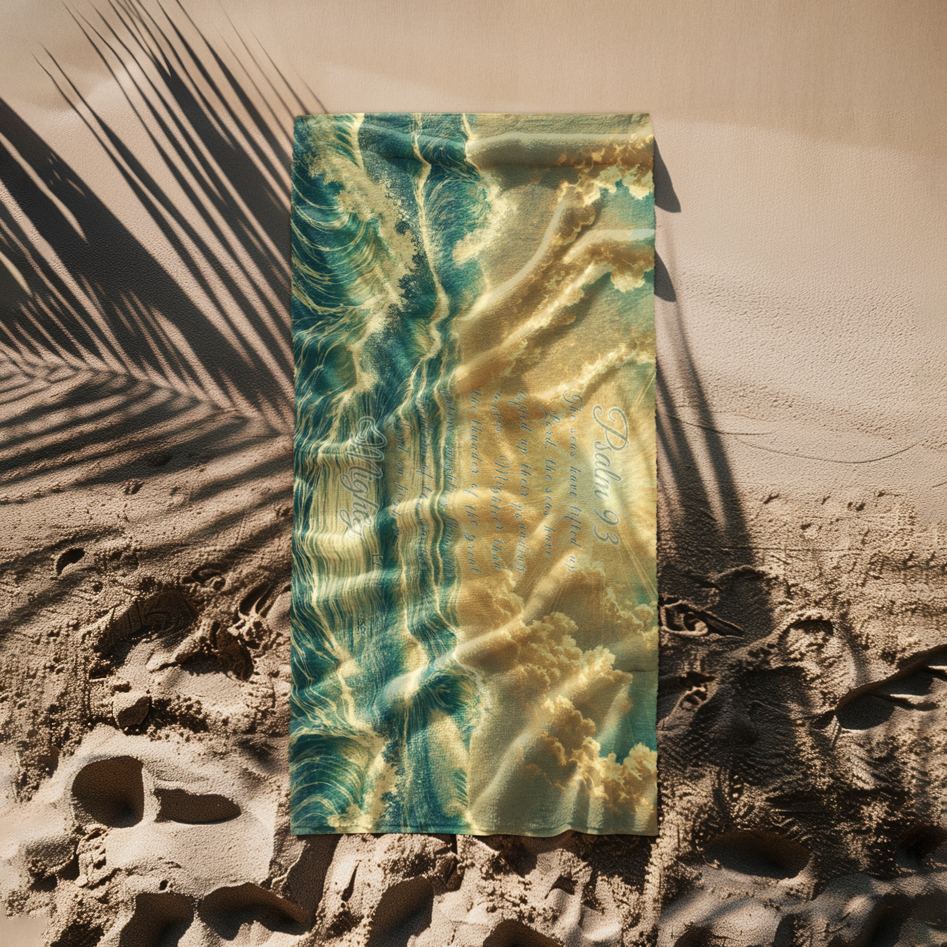 Sun, Sand, and Scripture: Psalm 93 - Mightier Than the Waves Beach Towel (30x60) | all4HIM collection