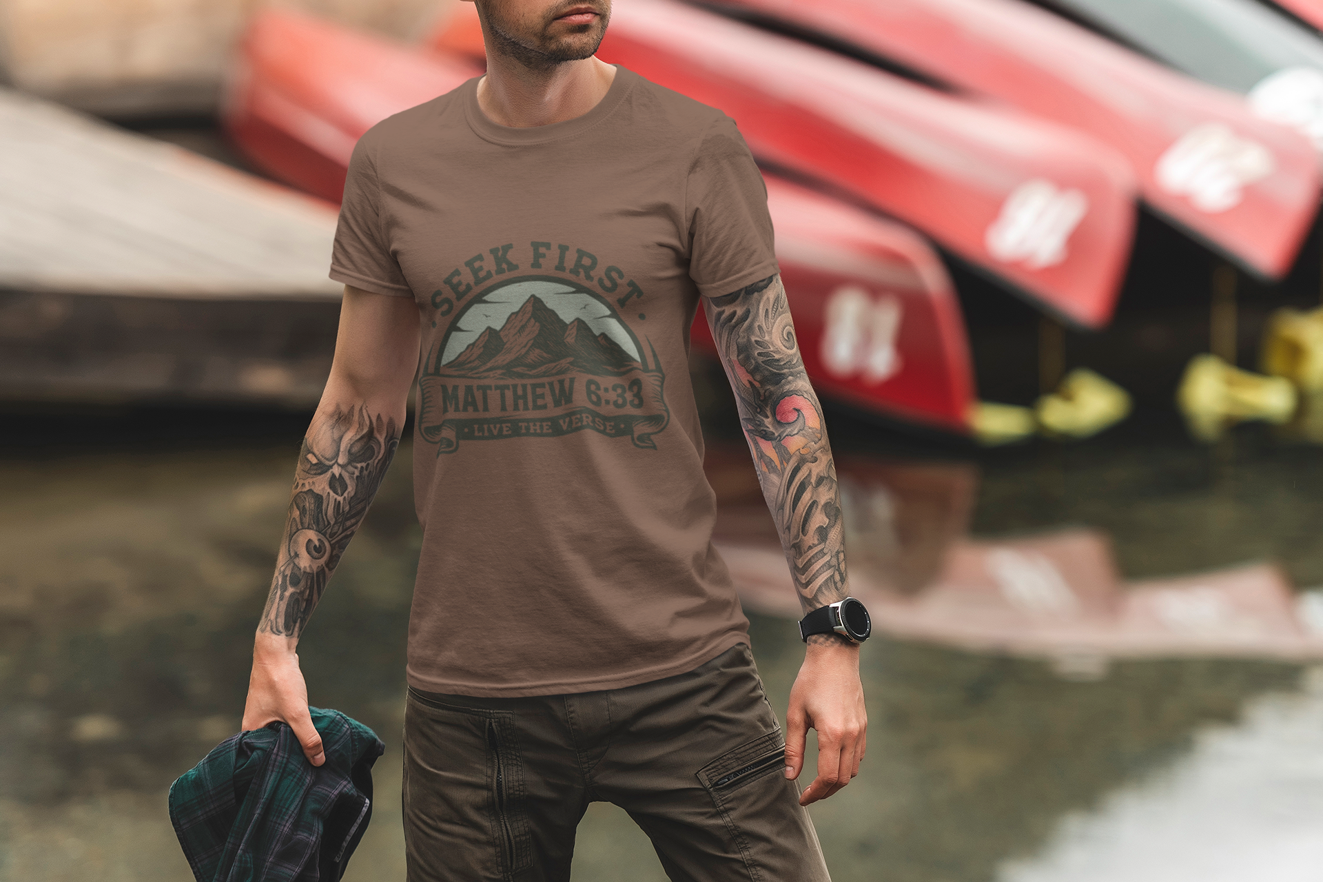 Seek First – Christian T-Shirt | Mountain Design | Live the Verse Collection | all4HIM