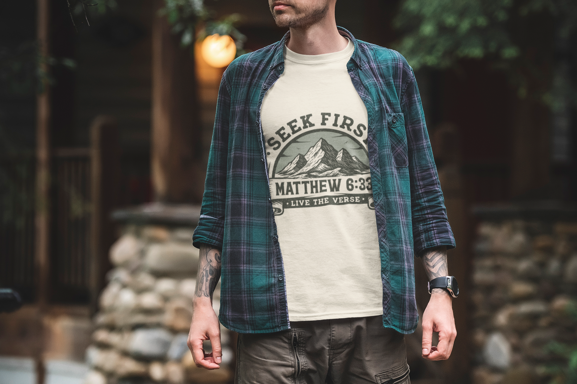 Seek First – Christian T-Shirt | Mountain Design | Live the Verse Collection | all4HIM