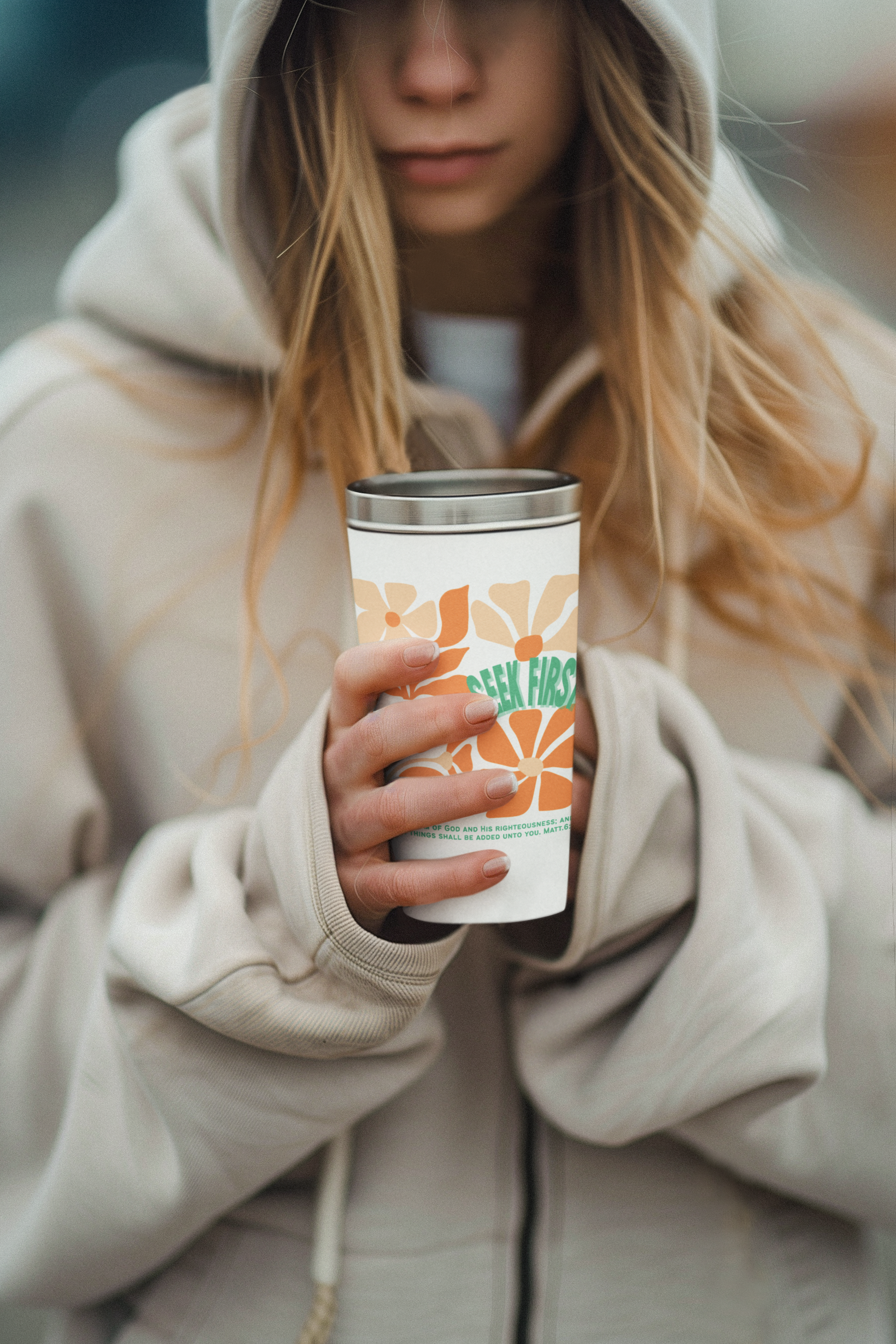 Seek First – 20oz Tumbler | Retro Floral Design | Live the Verse Collection | all4HIM