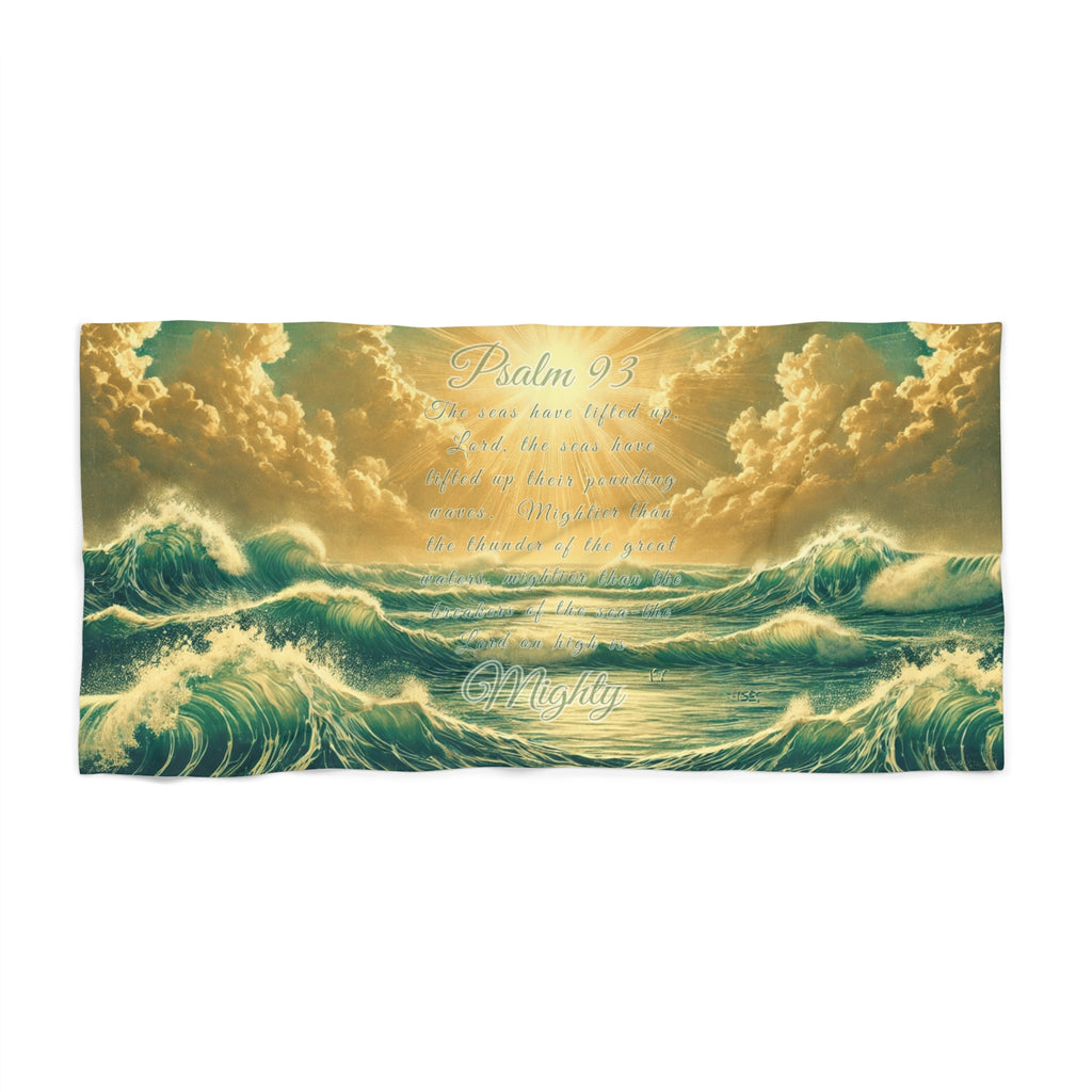 Sun, Sand, and Scripture: Psalm 93 - Mightier Than the Waves Beach Towel (30x60) | all4HIM collection