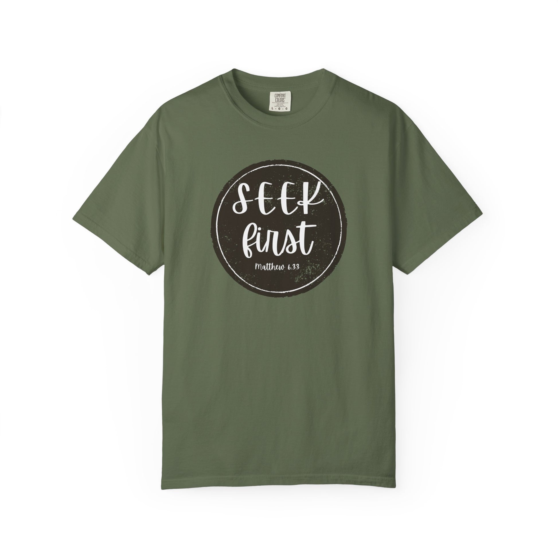 Seek First – Christian T-Shirt | Circle Seal Design | Live the Verse Collection | all4HIM