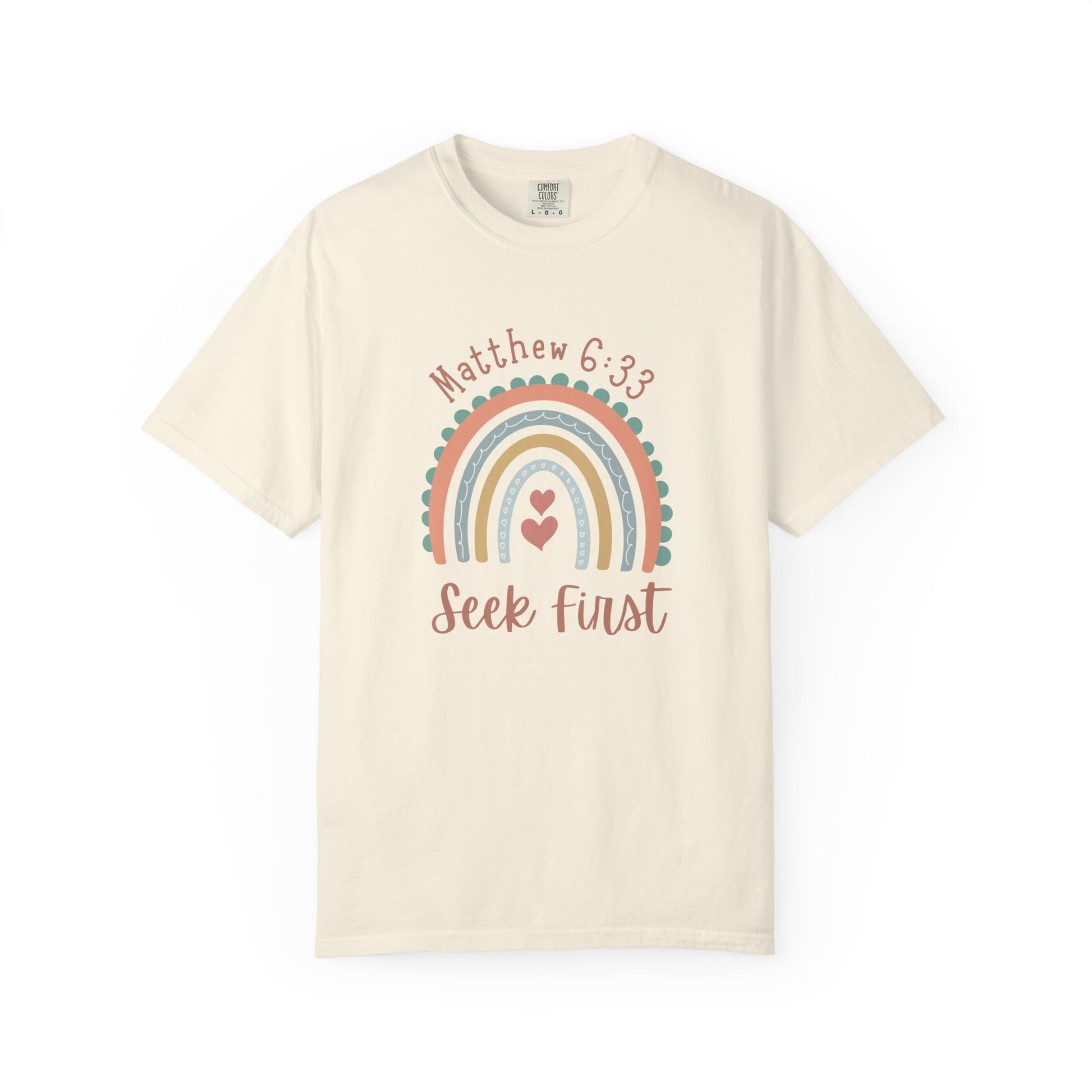 Seek First – Christian T-Shirt | Boho Rainbow Design | Live the Verse Collection | all4HIM