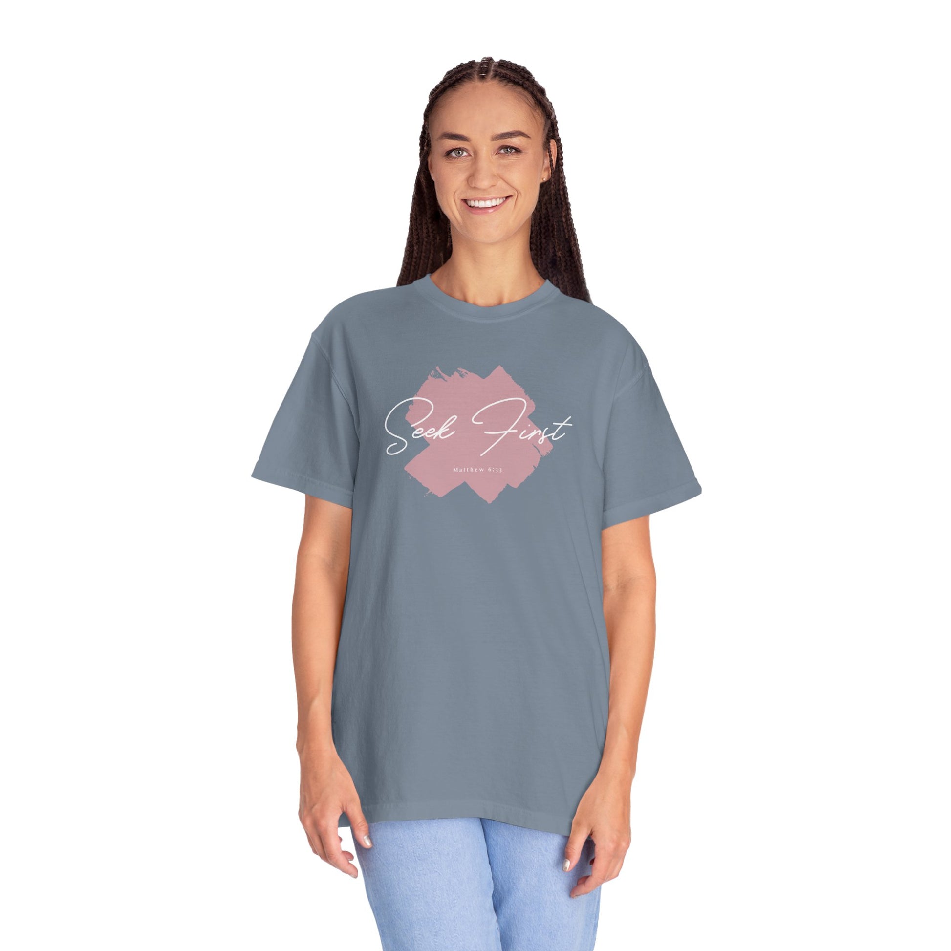 Seek First – Christian T-Shirt | Brush Script Design | Live the Verse Collection | all4HIM