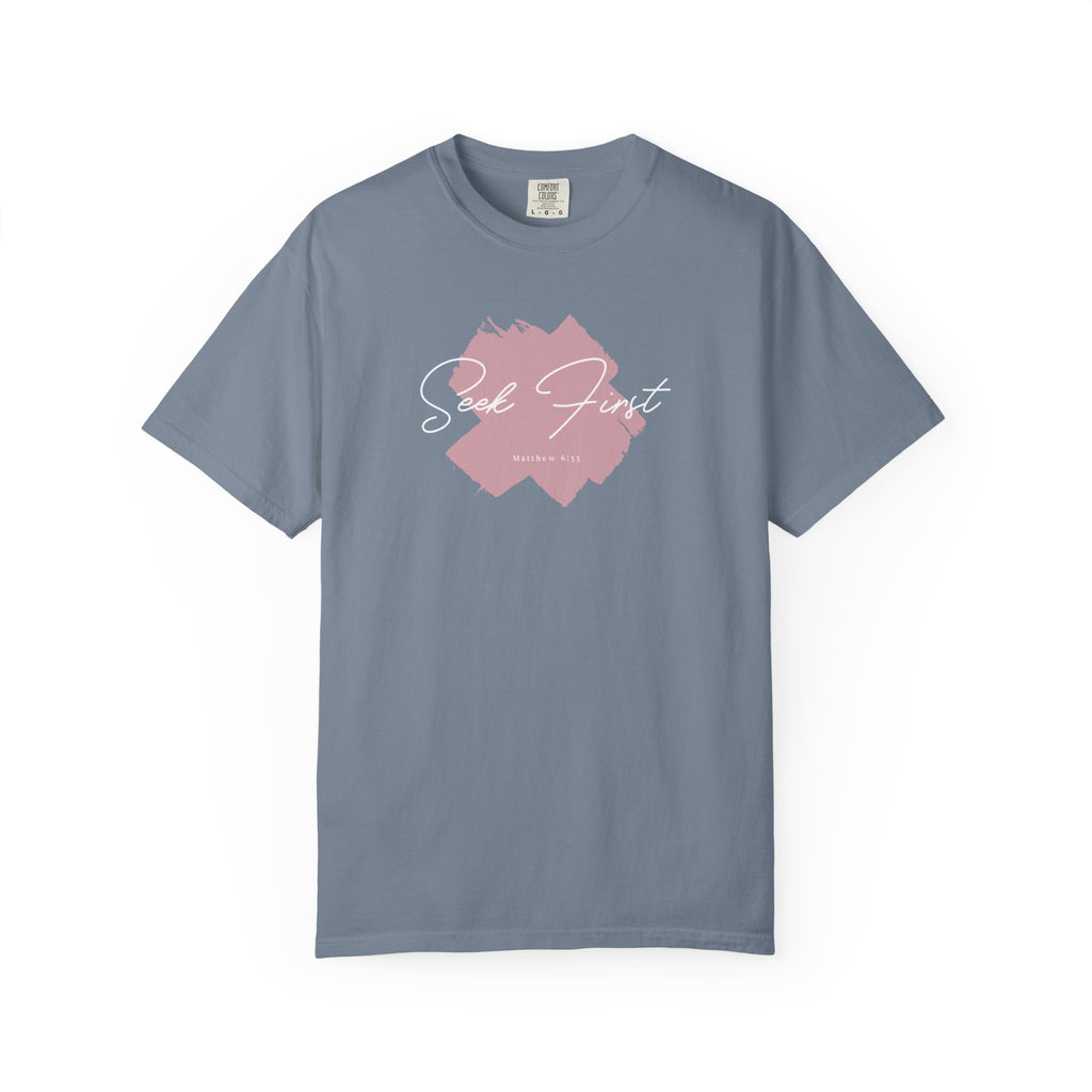 Seek First – Christian T-Shirt | Brush Script Design | Live the Verse Collection | all4HIM