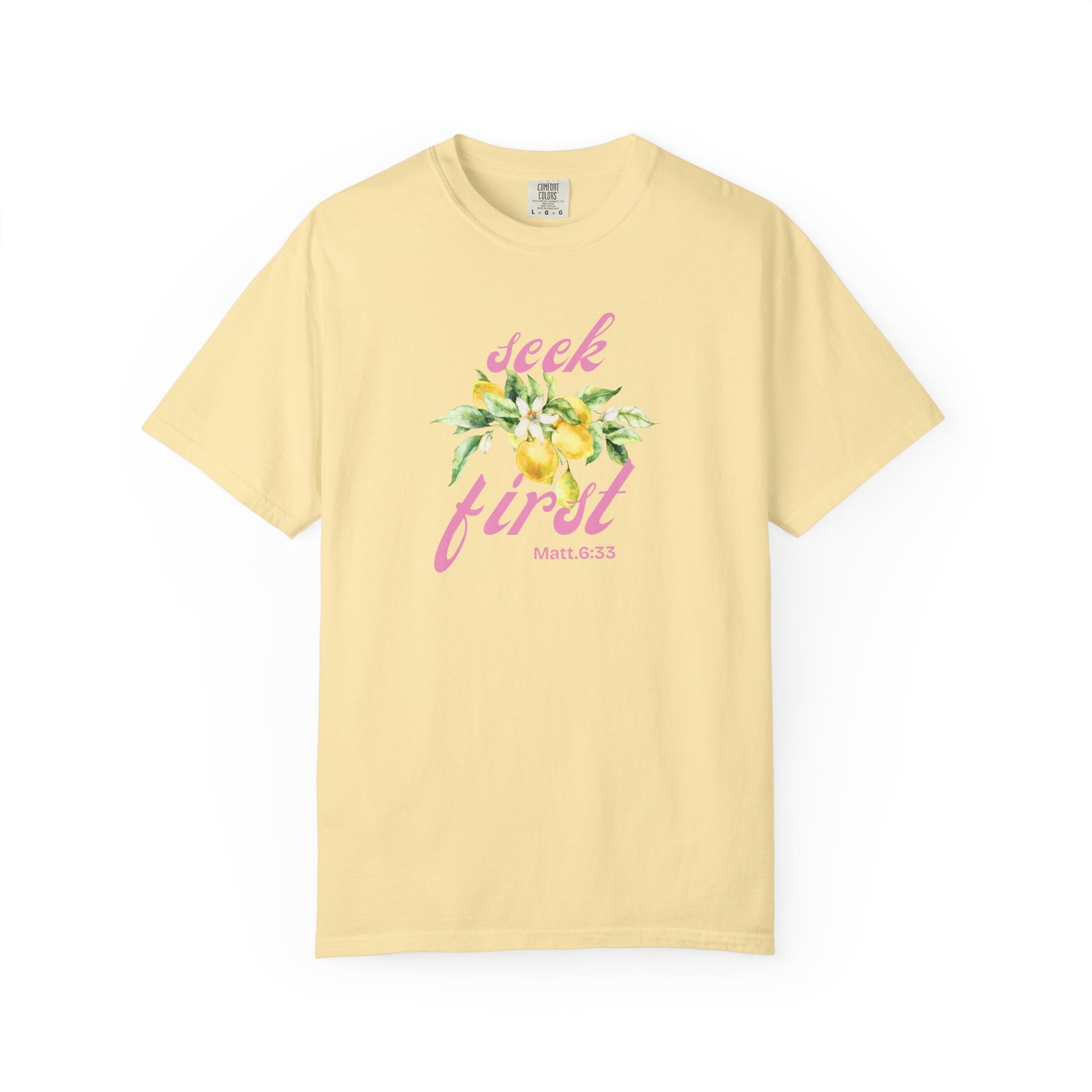 Seek First – Christian T-Shirt | Lemon Floral Design | Live the Verse Collection | all4HIM