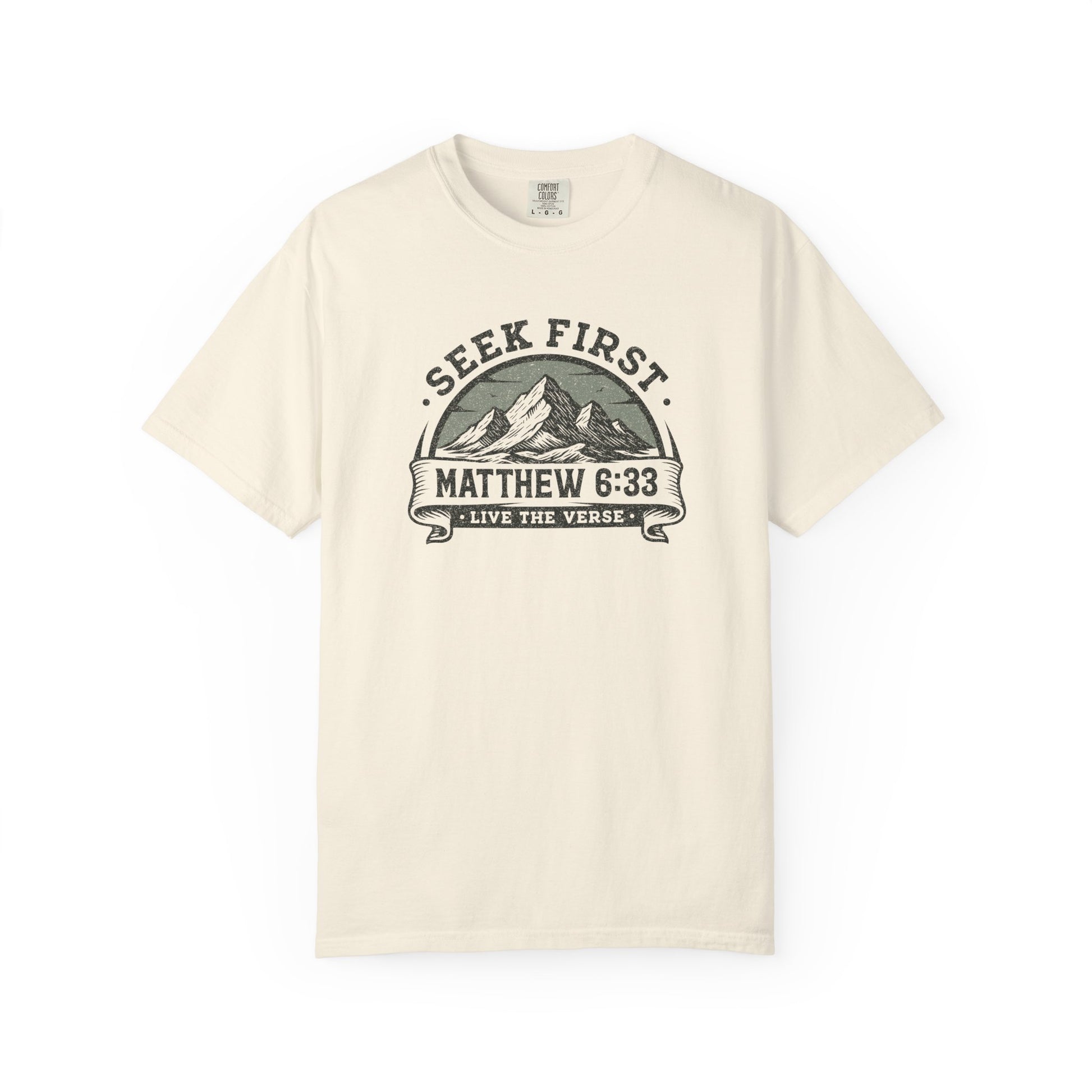 Seek First – Christian T-Shirt | Mountain Design | Live the Verse Collection | all4HIM