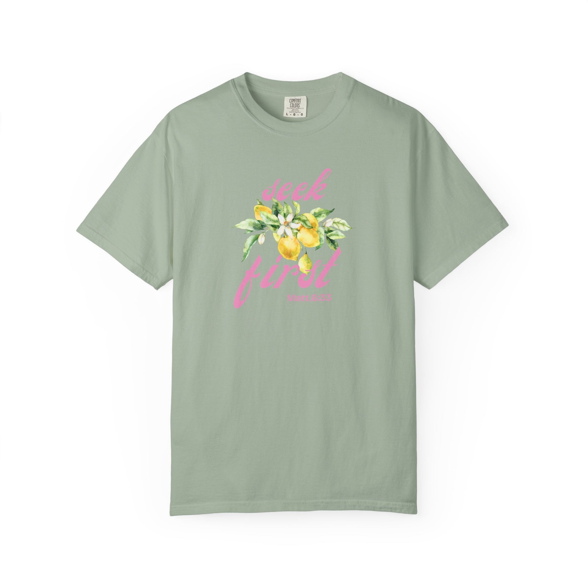 Seek First – Christian T-Shirt | Lemon Floral Design | Live the Verse Collection | all4HIM