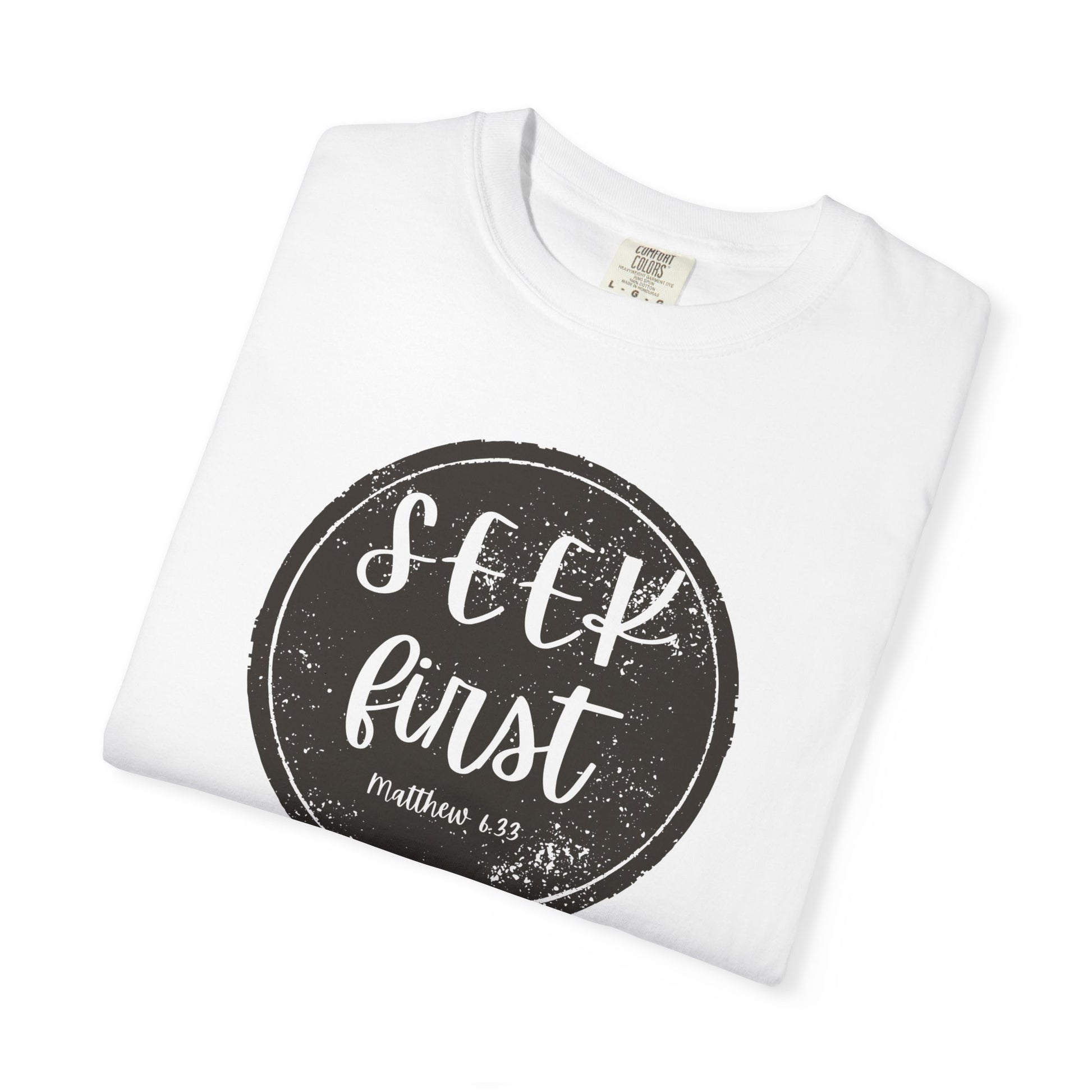 Seek First – Christian T-Shirt | Circle Seal Design | Live the Verse Collection | all4HIM