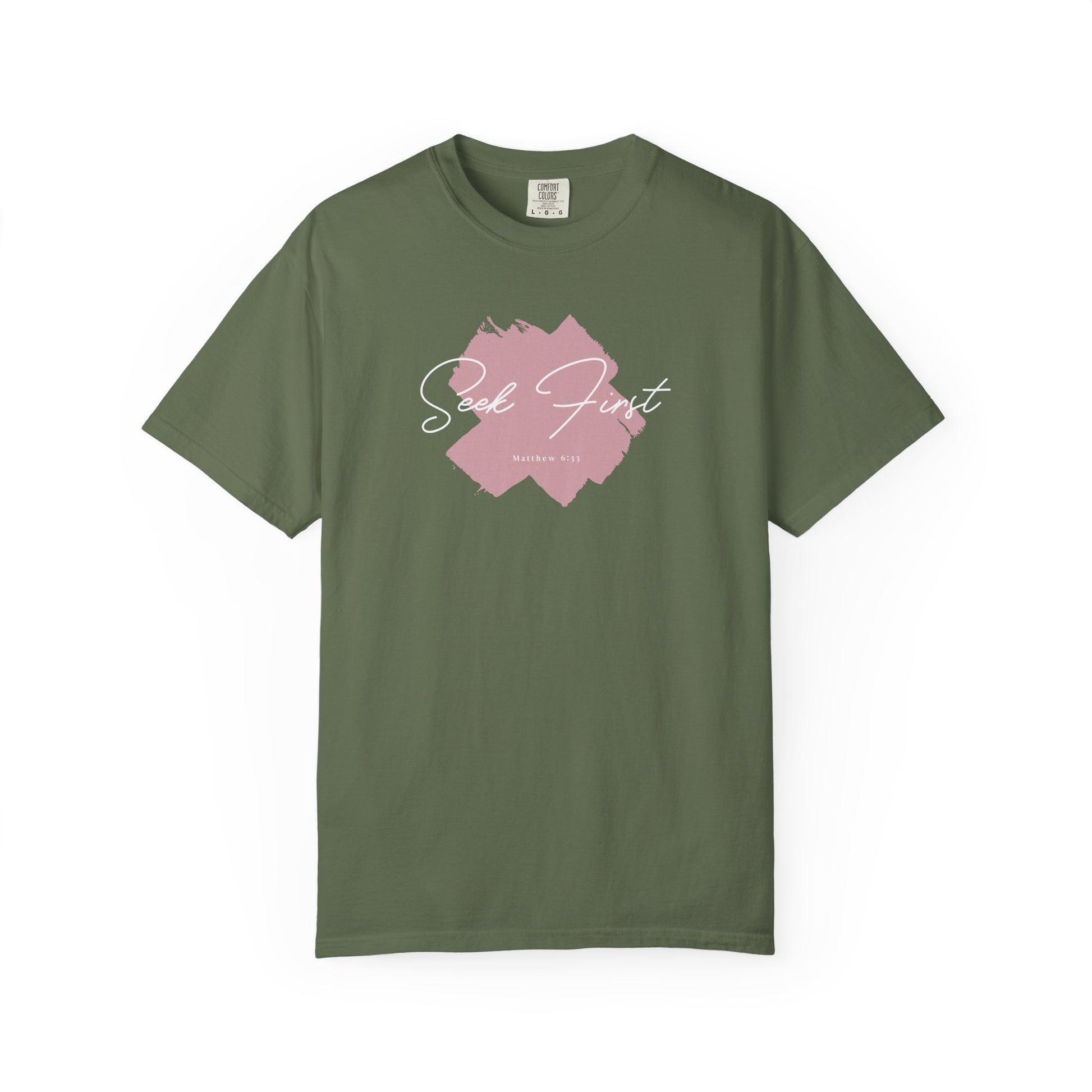 Seek First – Christian T-Shirt | Brush Script Design | Live the Verse Collection | all4HIM