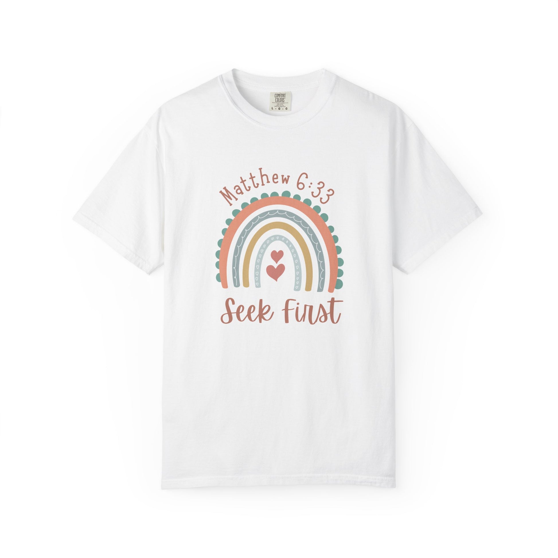 Seek First – Christian T-Shirt | Boho Rainbow Design | Live the Verse Collection | all4HIM