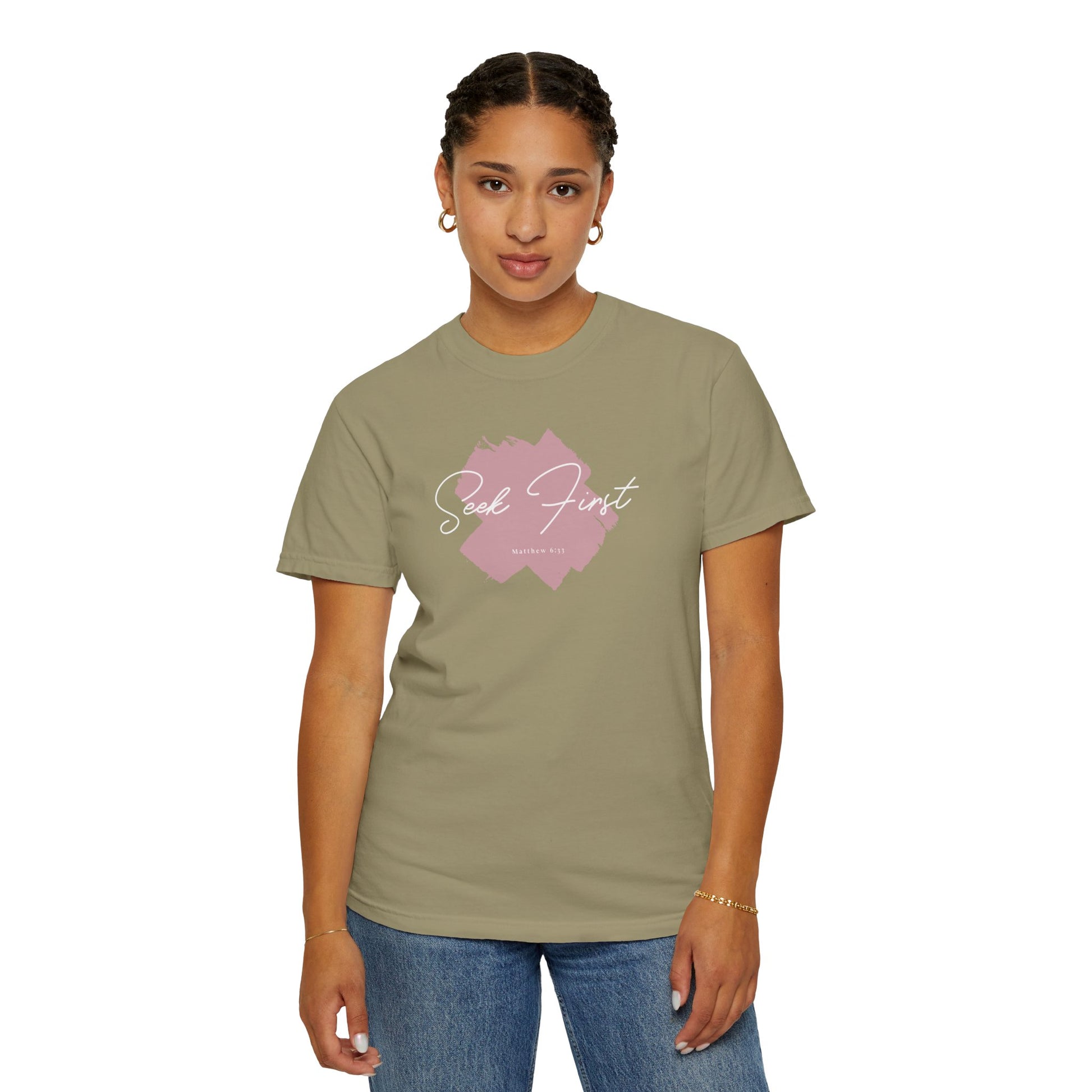 Seek First – Christian T-Shirt | Brush Script Design | Live the Verse Collection | all4HIM