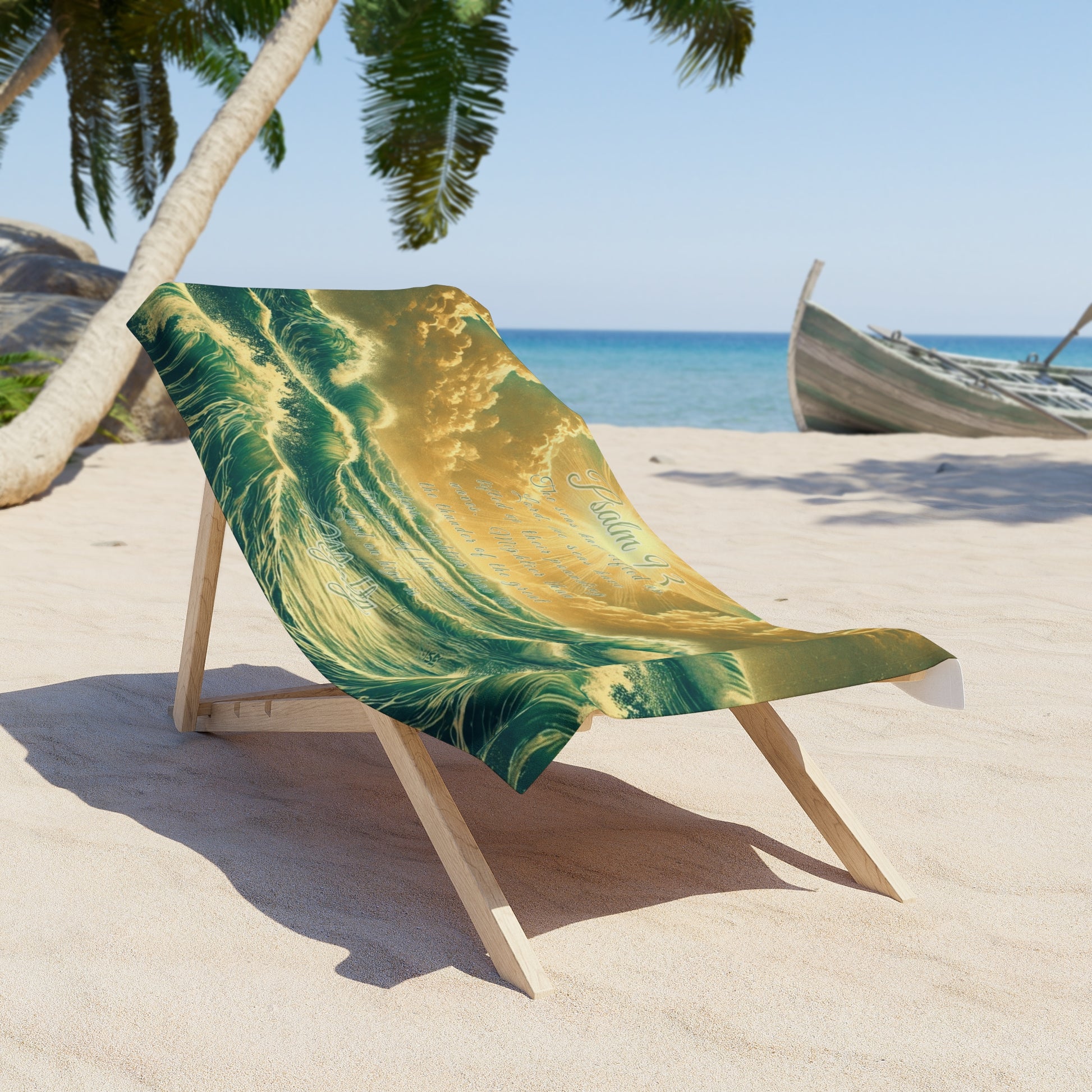 Sun, Sand, and Scripture: Psalm 93 - Mightier Than the Waves Beach Towel (30x60) | all4HIM collection