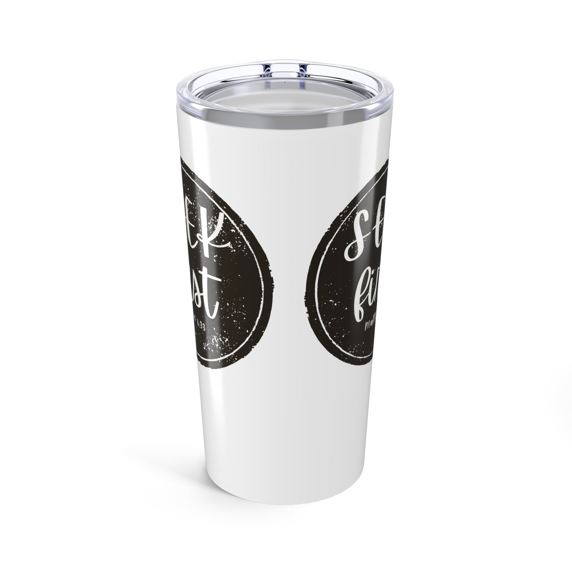 Seek First – 20oz Tumbler | Rustic Circle Seal Design | Live the Verse Collection | all4HIM