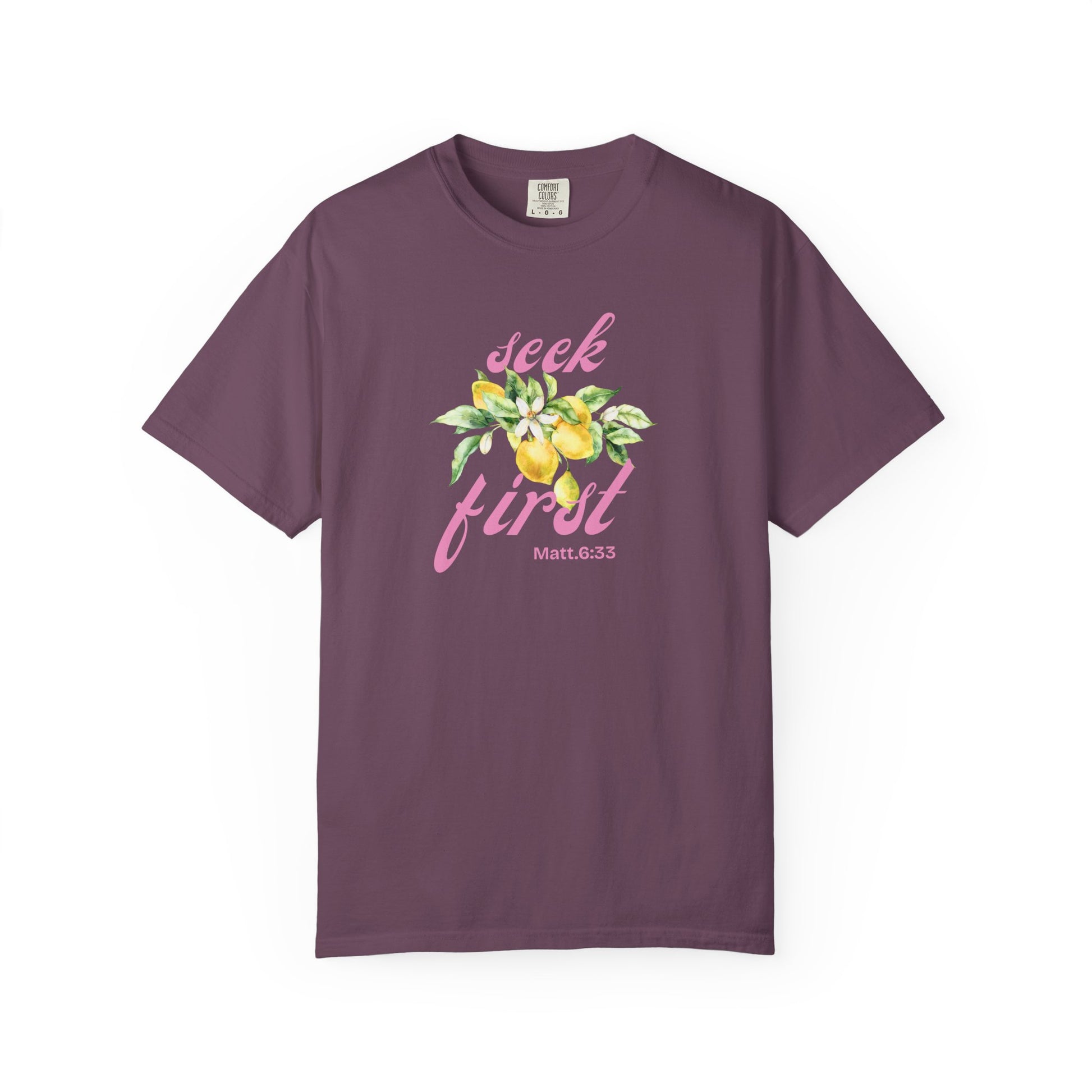Seek First – Christian T-Shirt | Lemon Floral Design | Live the Verse Collection | all4HIM