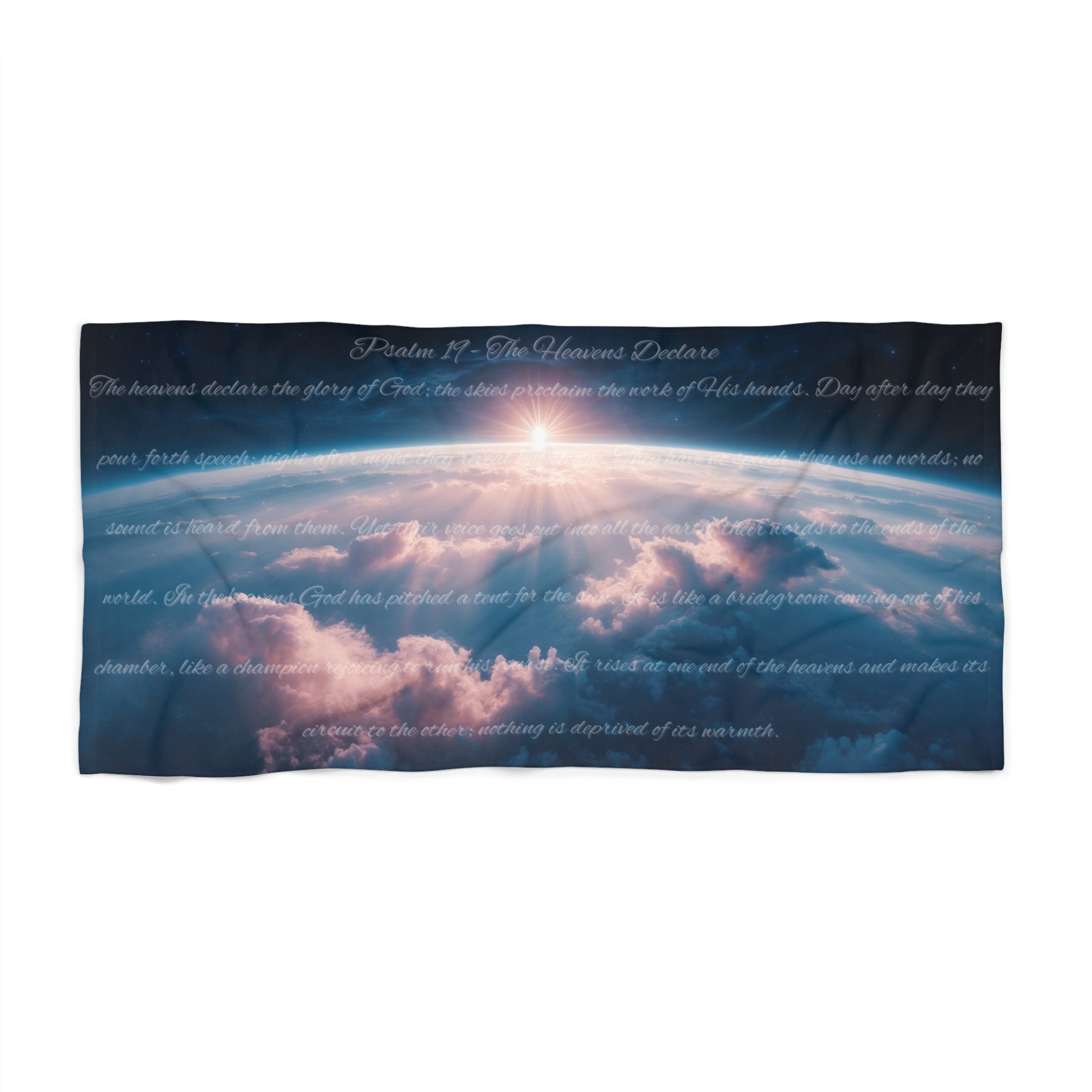 Sun, Sand, and Scripture: The Heavens Declare – Psalm 19 Beach Towel (30×60) | all4HIM Collection
