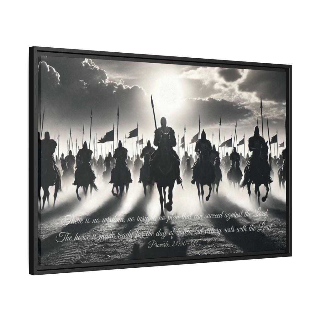 Sacred Scriptures: Proverbs 21 - Victory Rests with the Lord- Black Framed Canvas | all4HIM collection